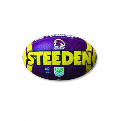 5 Steeden NRL Brisbane Broncos Supporter 2020 Rugby League Ball Purple/Yellow 